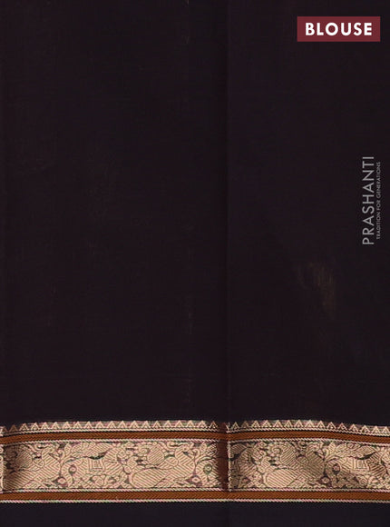 Kanchi cotton saree coffee brown and red with zari woven buttas and rettapet zari woven border