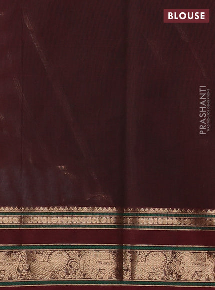 Kanchi cotton saree coffee brown with allover zari weaves pattern and zari woven border