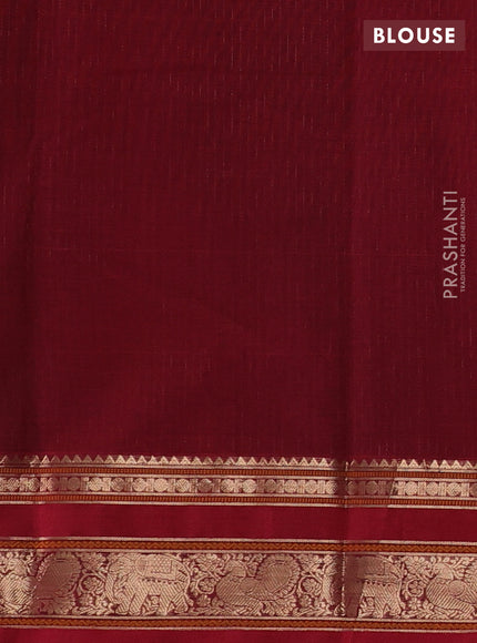 Kanchi cotton saree maroon with allover zari weaves pattern and zari woven border