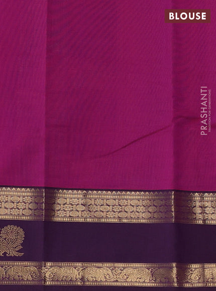 Kanchi cotton saree pink and deep wine with zari woven buttas and rettapet zari woven butta border