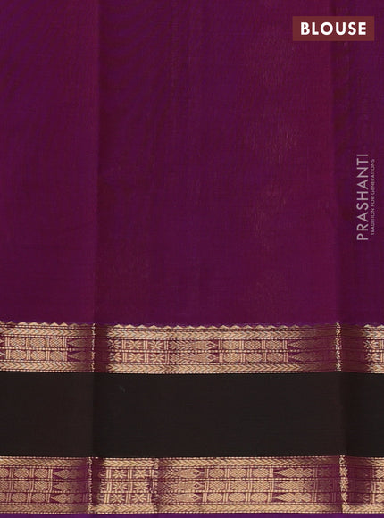 Kanchi cotton saree purple and mathulir green with zari woven buttas and long rettapet zari woven border