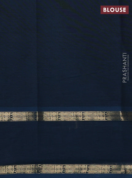 Kanchi cotton saree peacock blue with zari woven buttas and rettapet zari woven border