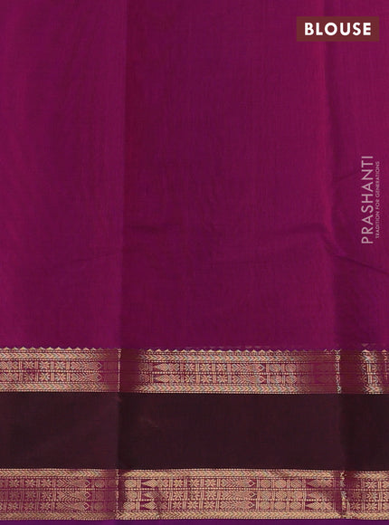 Kanchi cotton saree purple shade and dual shade of greenish pink with zari woven buttas and rettapet zari woven border