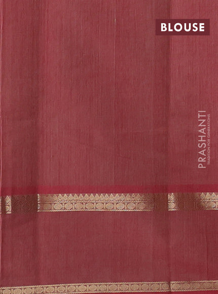 Kanchi cotton saree pink shade with allover zari stripe pattern and rettapet zari woven border