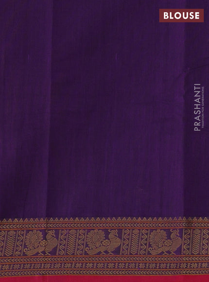 Kanchi cotton saree purple and pink with allover thread checks & buttas and thread woven border