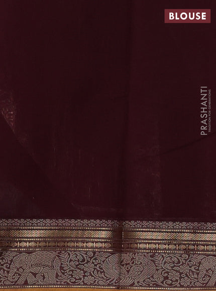 Kanchi cotton saree deep maroon and mustard yellow with zari woven buttas and thread & zari woven border