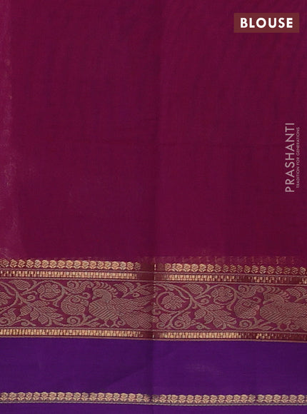 Kanchi cotton saree magenta pink and purple with thread woven buttas and rettapet zari woven border