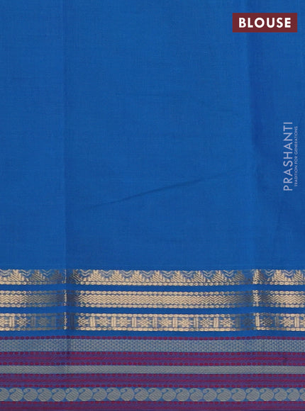 Kanchi cotton saree cs blue and blue with zari woven buttas and thread & zari woven border