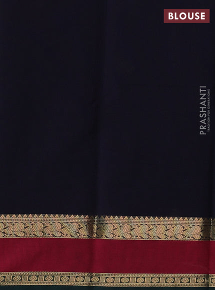Kanchi cotton saree navy blue and red with zari woven buttas and rettapet zari woven border