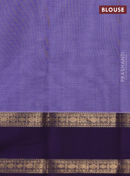 Kanchi cotton saree lavender and deep violet with zari woven buttas and rettapet zari woven border