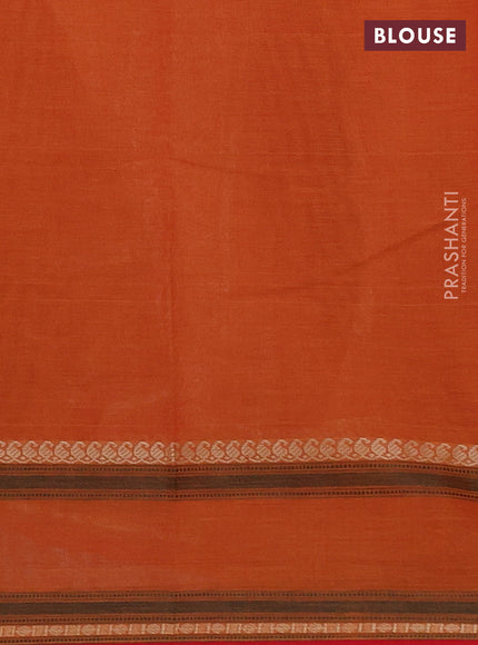 Kanchi cotton saree dark mustard and red with thread woven buttas and rettapet thread woven border