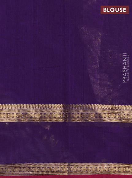 Kanchi cotton saree purple and pink with zari woven buttas and rettapet zari woven border