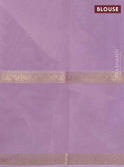 Kanchi cotton saree mild lavender with allover thread checks & buttas and long rettapet zari woven border