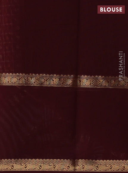 Kanchi cotton saree deep maroon with allover thread checks & buttas and long rettapet zari woven border