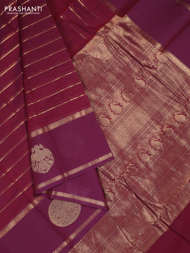 Kanchi cotton saree maroon with allover veldhari zari weaves and long rettapet zari woven border
