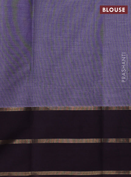 Kanchi cotton saree pastel violet and coffee brown with allover thread woven checked pattern and long zari woven butta border