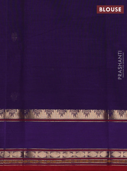Kanchi cotton saree violet and red with zari woven buttas and rettapet zari woven border