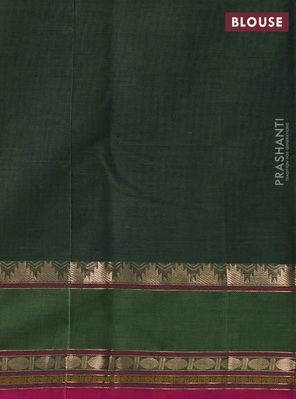 Kanchi cotton saree olive green and pink with zari woven buttas and rettapet zari woven border