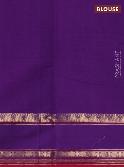 Kanchi cotton saree violet and red with zari woven buttas and rettapet zari woven border