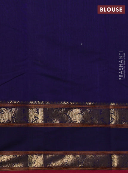 Kanchi cotton saree navy blue and pink with allover thread woven checks & buttas and rettapet zari woven border