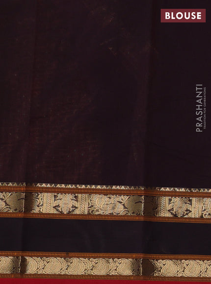 Kanchi cotton saree wine shade and red with allover thread woven checks & buttas and rettapet zari woven border