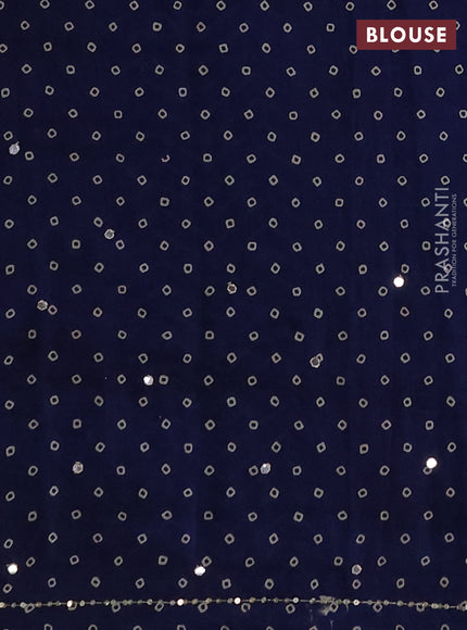 Muslin silk saree indigo blue and maroon shade with allover zigzag prints and sequin mirror work embroidery pallu