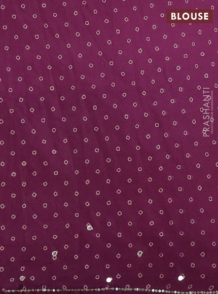 Muslin silk saree purple with allover dabu butta prints and sequin mirror work embroidery pallu