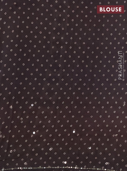 Muslin silk saree grey shade with allover ajrakh prints and sequin mirror work embroidery pallu
