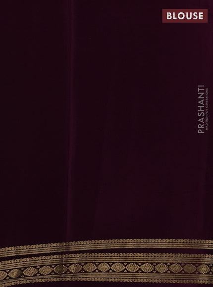 Pure mysore silk deep wine with plain body and zari woven border