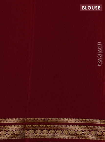 Pure mysore silk deep maroon with plain body and zari woven border