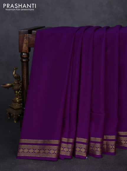Pure mysore silk purple with plain body and zari woven border