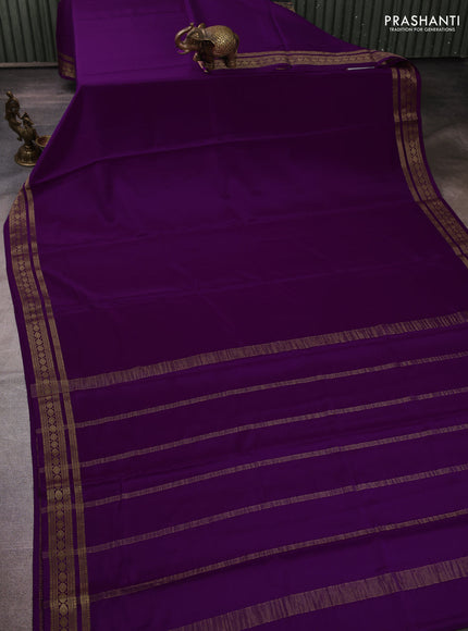 Pure mysore silk purple with plain body and zari woven border