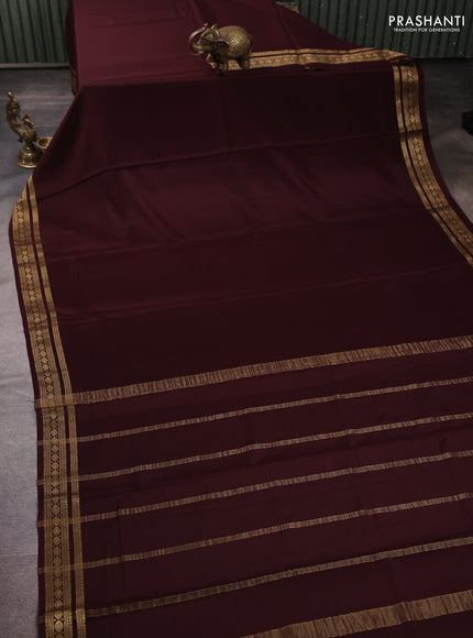 Pure mysore silk coffee brown with plain body and zari woven border
