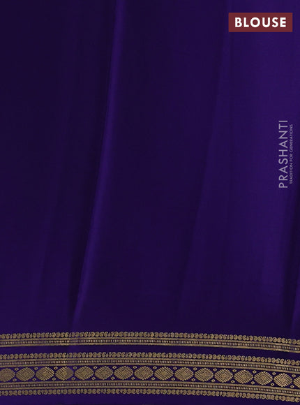 Pure mysore silk dark blue with plain body and zari woven border