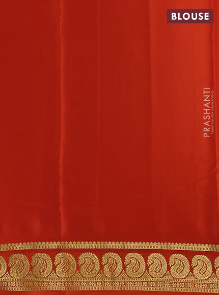 Pure mysore silk orange with plain body and zari woven border