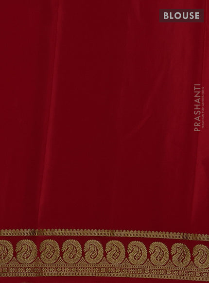 Pure mysore silk red with plain body and zari woven border