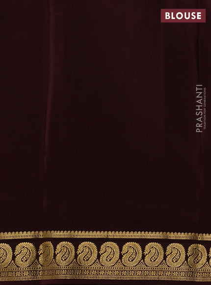 Pure mysore silk coffee brown with plain body and zari woven border