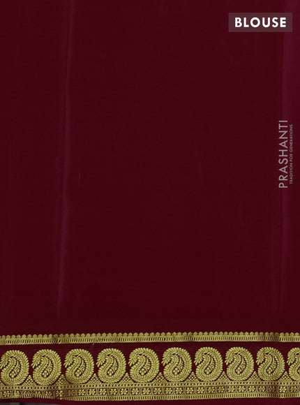 Pure mysore silk maroon with plain body and zari woven border