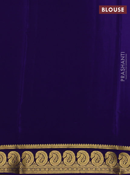 Pure mysore silk blue with plain body and zari woven border