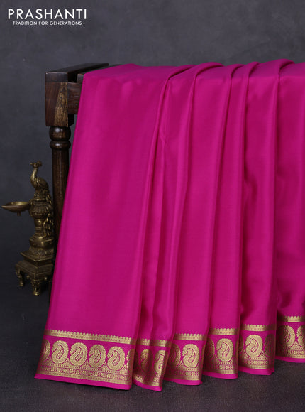 Pure mysore silk pink with plain body and zari woven border