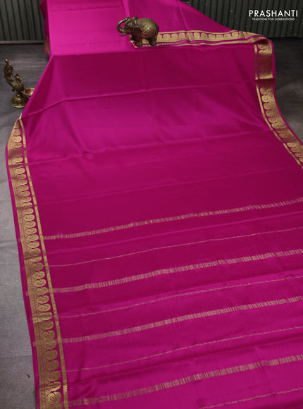 Pure mysore silk pink with plain body and zari woven border