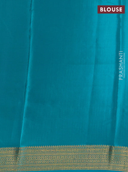 Pure mysore silk mauve pink and cs blue with allover small zari checks & buttas and zari woven border