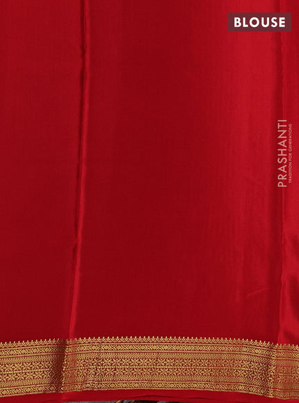 Pure mysore silk bottle green and red with allover zari small checks & buttas and zari woven border