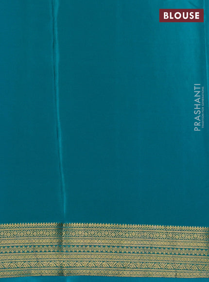 Pure mysore silk royal blue and teal blue with allover zari woven buttas and zari woven border