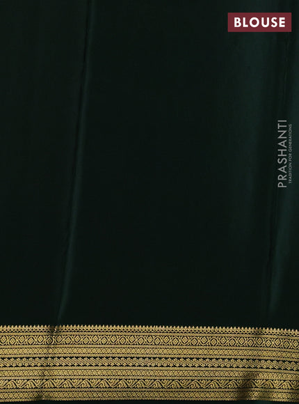Pure mysore silk mango yellow and bottle green with allover zari woven buttas and zari woven border