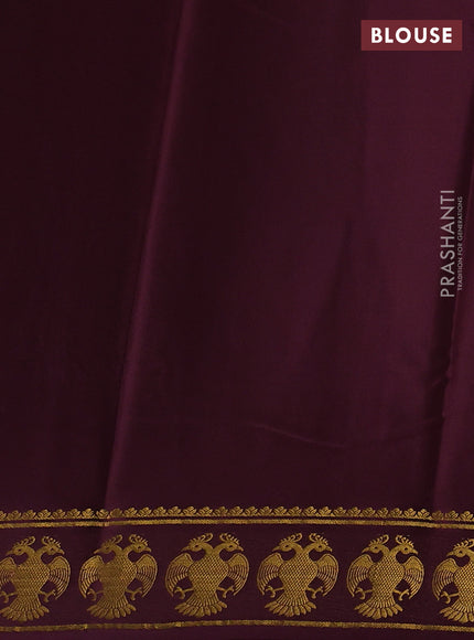 Pure mysore silk mauve pink and deep wine with plain body and zari woven butta border