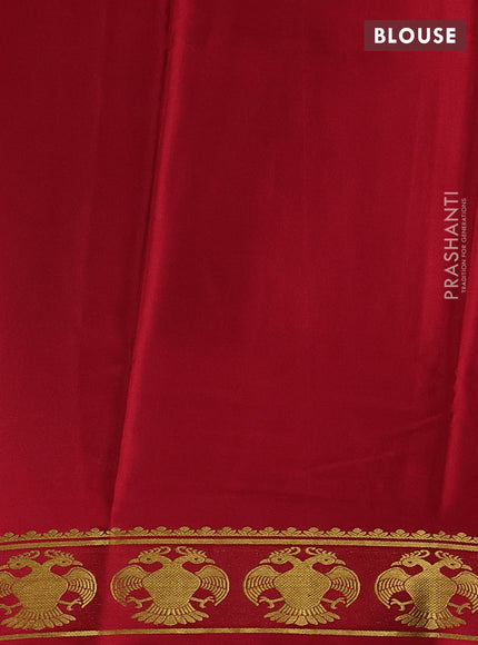 Pure mysore silk teal green and maroon with plain body and zari woven butta border