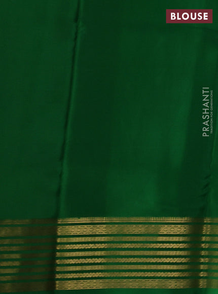 Pure mysore silk deep maroon and green with plain body and zari woven border