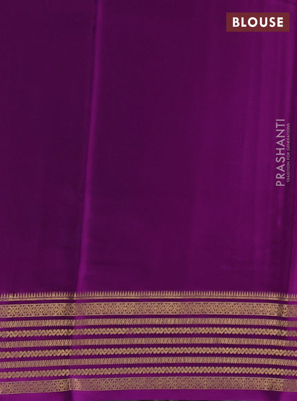 Pure mysore silk peacock green and purple with plain body and zari woven border