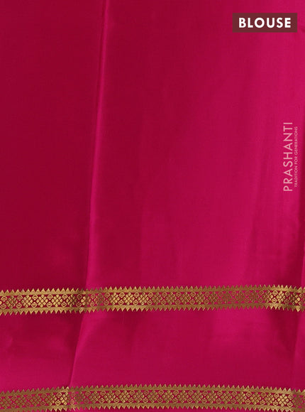 Pure mysore silk peach shade and magenta pink with plain body and zari woven border